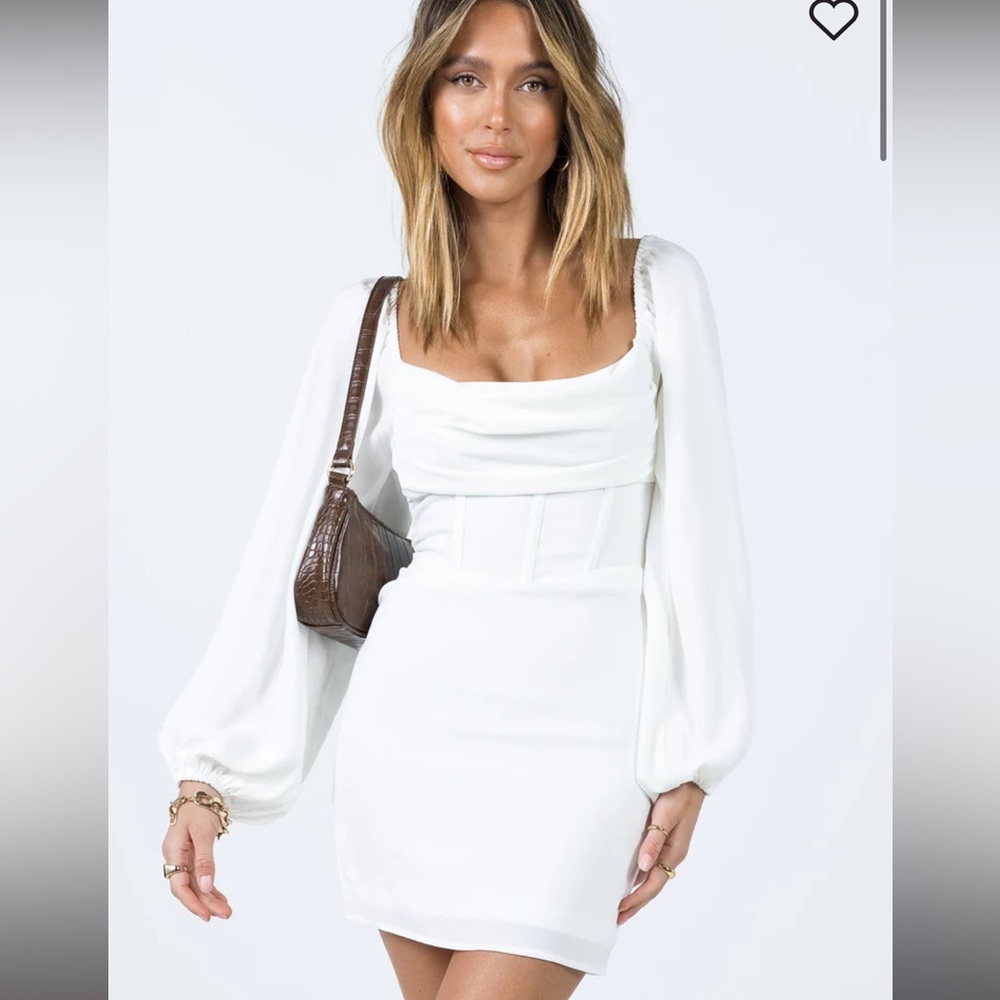 Lillie white long sleeve mini dress